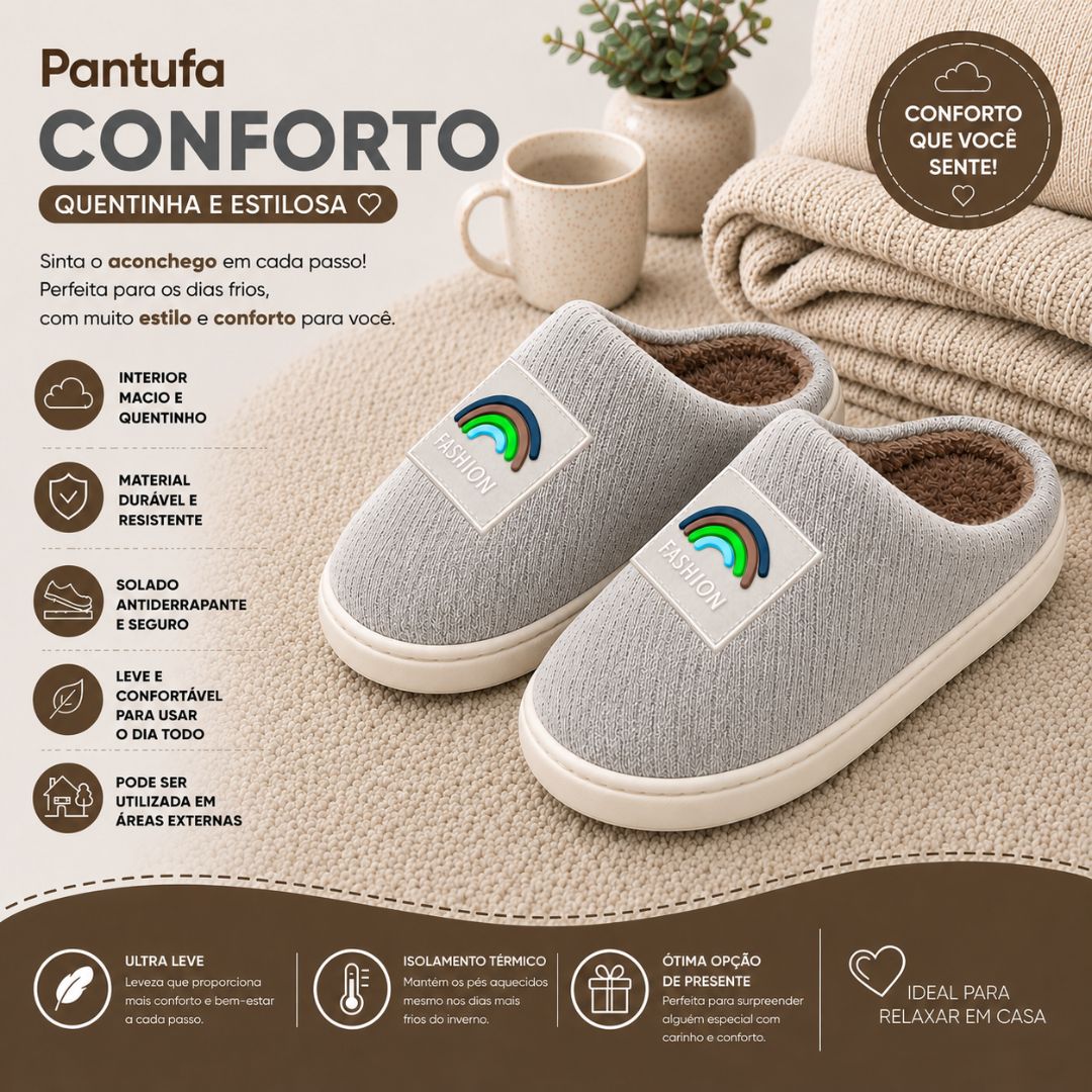 Pantufa Chinelo De Inverno Peluciado Pelucia Adulto Maasculino Feminino Cinza Antiderrapante Confortavel Pai Mãe - Imagem 2