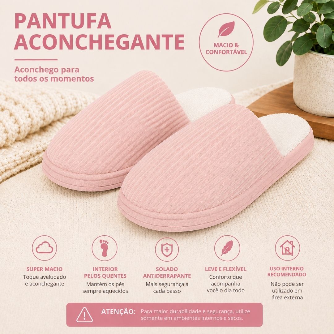 Pantufa Rosa Peluciada Frio Inverno Mãe Chinelo Adulto Antiderrapante Feminina Quarto Confortável Aconchegante Presente - Imagem 2