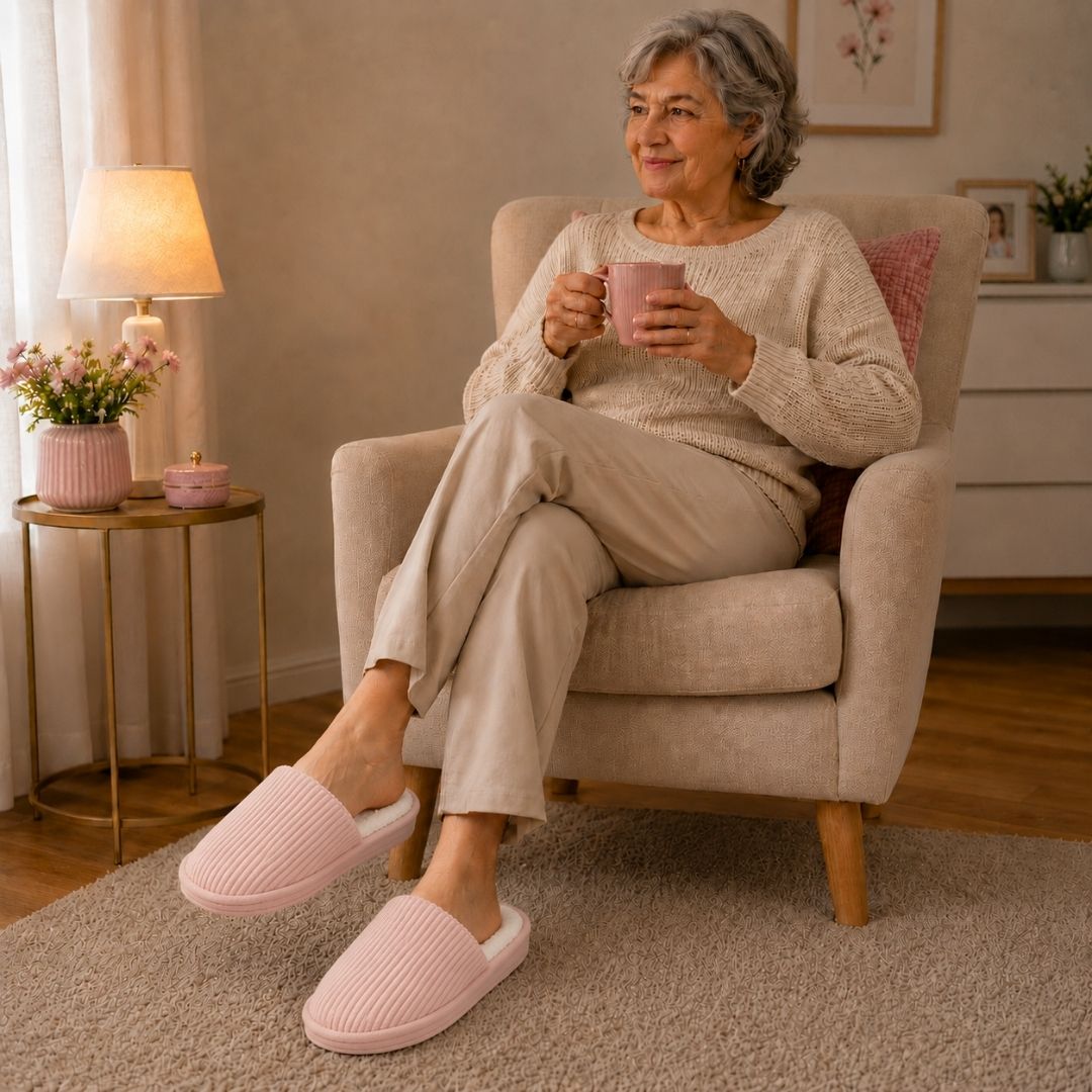 Pantufa Rosa Peluciada Frio Inverno Mãe Chinelo Adulto Antiderrapante Feminina Quarto Confortável Aconchegante Presente - Imagem 4