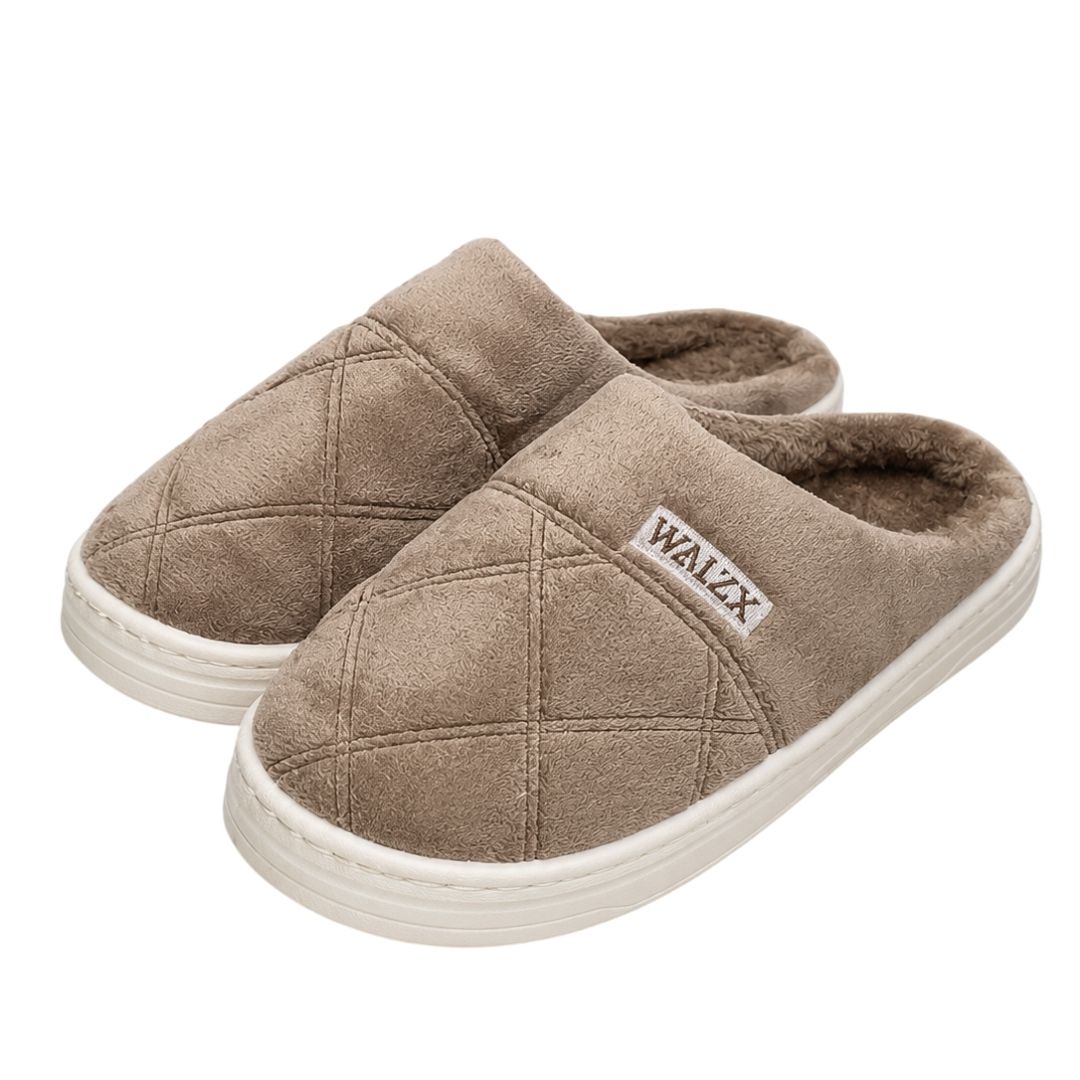 Pantufa Marrom Peluciada Frio Inverno Chinelo Adulto Antiderrapante Mãe Pai Unissex Quarto Confortável Aconchegante Pres