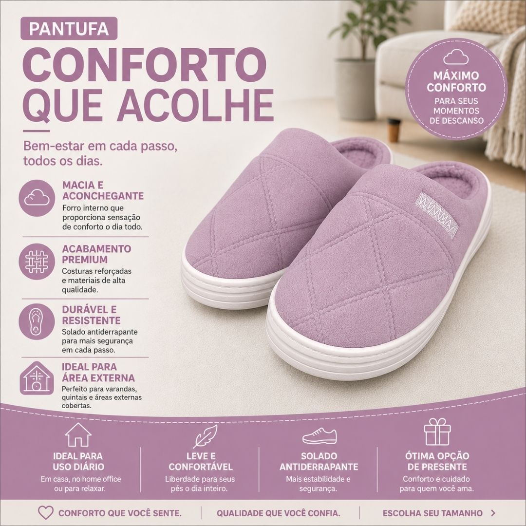 Pantufa Roxa Peluciada Frio Inverno Mãe Chinelo Adulto Antiderrapante Feminina Quarto Confortável Aconchegante Presente - Imagem 2