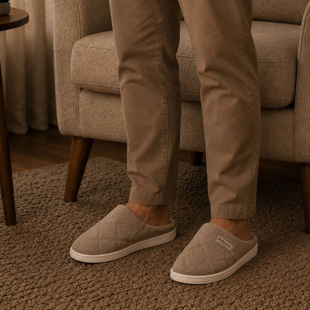 Pantufa Marrom Peluciada Frio Inverno Chinelo Adulto Antiderrapante Mãe Pai Unissex Quarto Confortável Aconchegante Pres - Imagem 4