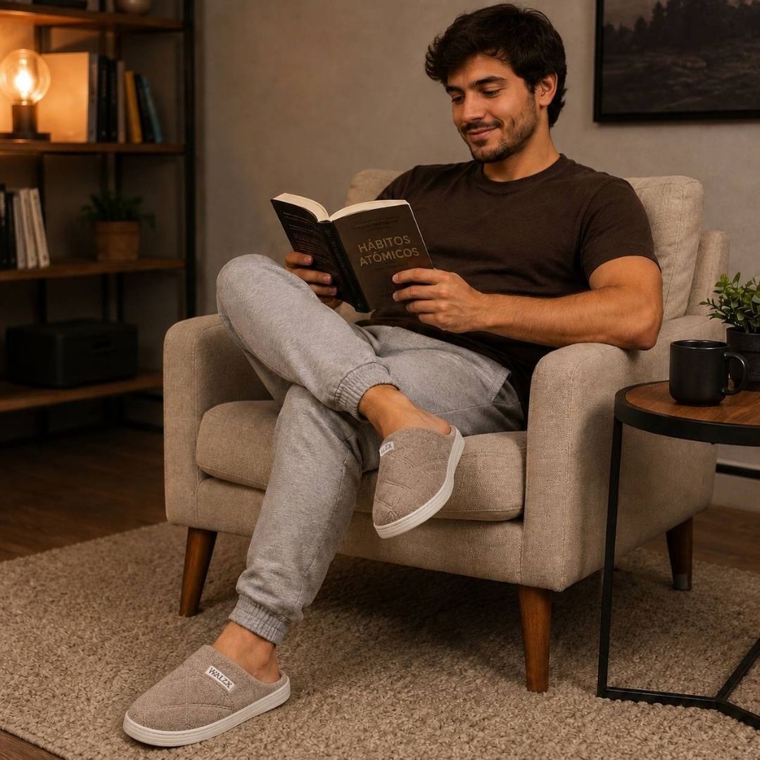 Pantufa Marrom Peluciada Frio Inverno Chinelo Adulto Antiderrapante Mãe Pai Unissex Quarto Confortável Aconchegante Pres - Imagem 3