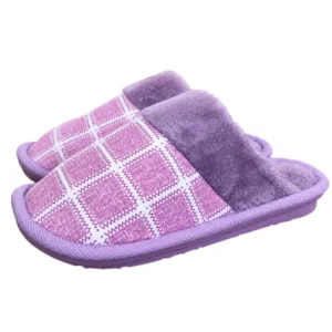 Pantufa Xadrez Premium Antiderrapante Confortavel Feminina Peluciada Adulto Chinelo De Quarto Frio Mãe Presente Fleece