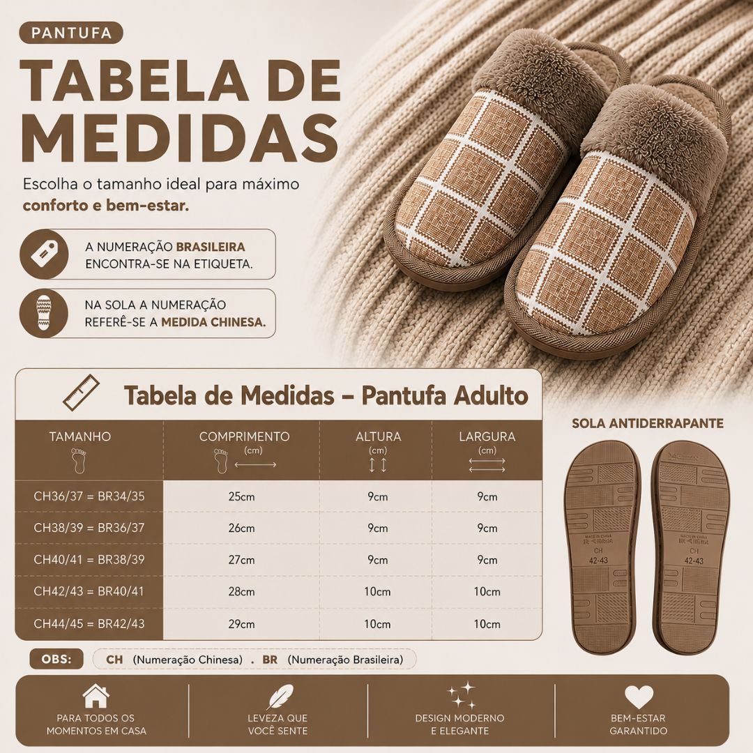 Pantufa Xadrez Marrom Premium Antiderrapante Confortável Masculina Peluciada Adulto Chinelo Inverno Quarto Frio Pai Pres - Imagem 5