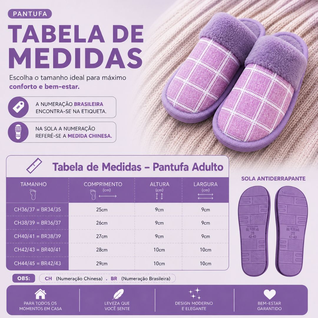 Pantufa Xadrez Premium Antiderrapante Confortavel Feminina Peluciada Adulto Chinelo De Quarto Frio Mãe Presente Fleece - Imagem 5