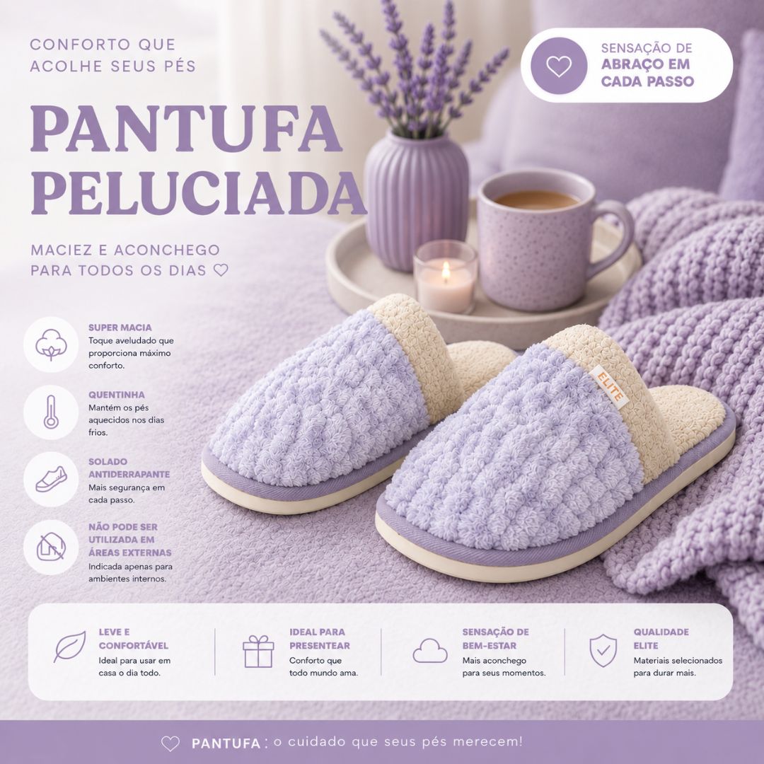 Pantufa Antiderrapante Feminina Adulta Peluciada Chinelo De Inverno Roxo Confortavel Mãe Presente Quarto Fleece - Imagem 2