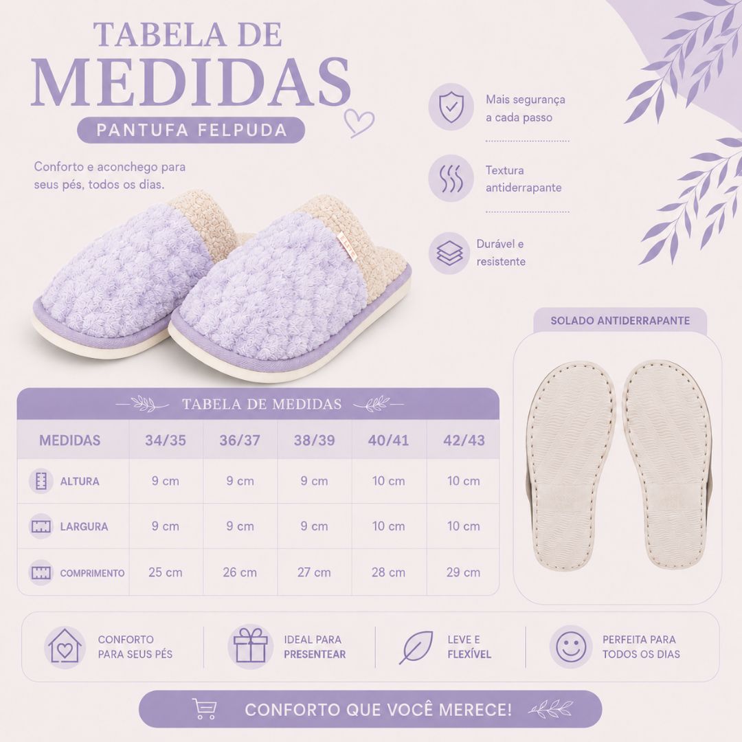 Pantufa Antiderrapante Feminina Adulta Peluciada Chinelo De Inverno Roxo Confortavel Mãe Presente Quarto Fleece - Imagem 5