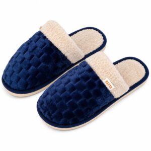 Pantufa Masculina Azul Peluciada Comfort Inverno Chinelo Quente Frio Adulto Pai