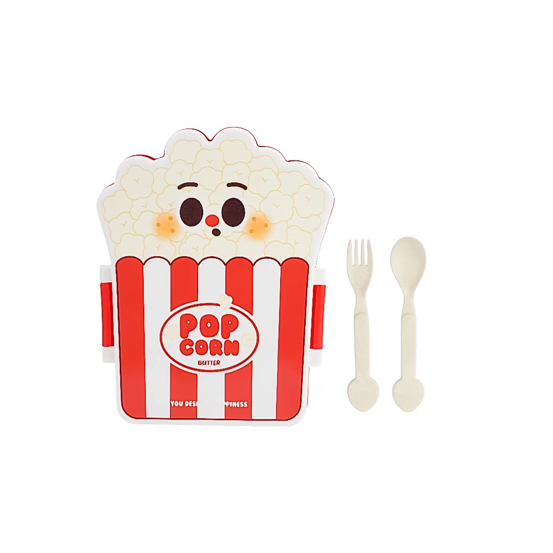 Marmita Infantil Com Talheres Pipoca Batata Frita Escolar Passeio Criança Lanche Almoço Jantar Viagem Resistente Refeiçã - Imagem 2