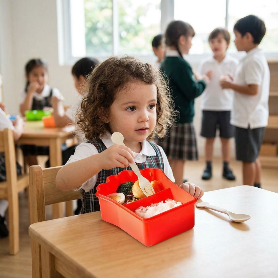 Marmita Infantil Com Talheres Pipoca Batata Frita Escolar Passeio Criança Lanche Almoço Jantar Viagem Resistente Refeiçã - Imagem 4