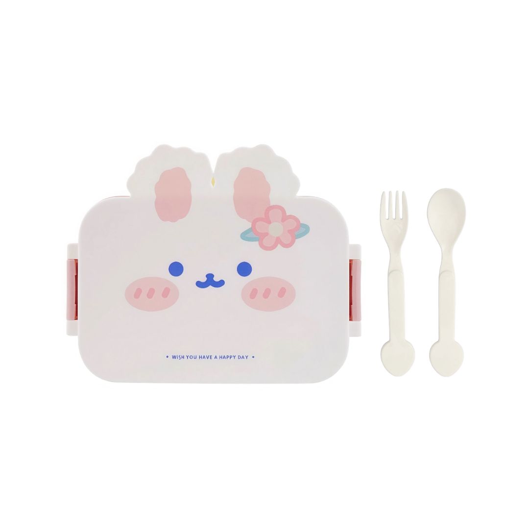 Marmita Infantil Com Talheres Coelho Escolar Passeio Criança Lanche Almoço Jantar Viagem Resistente Espaços