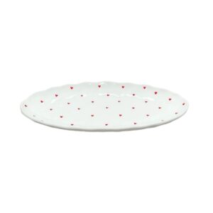Travessa De Cerâmica Oval Coração Doces Frutas Tortas Resistente Presente Detalhado Lindo Moderno Lila Home
