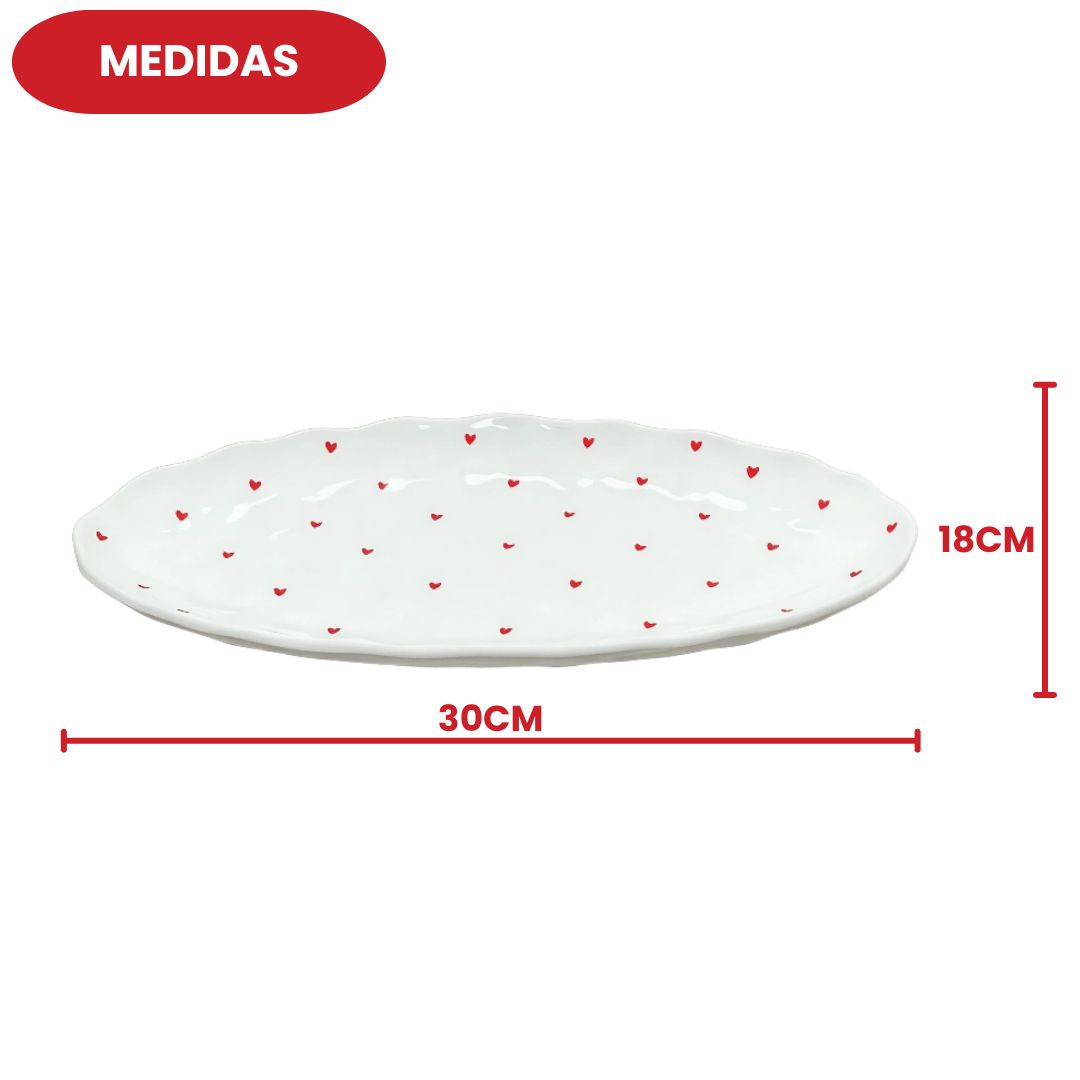 Travessa De Cerâmica Oval Coração Doces Frutas Tortas Resistente Presente Detalhado Lindo Moderno Lila Home - Imagem 4