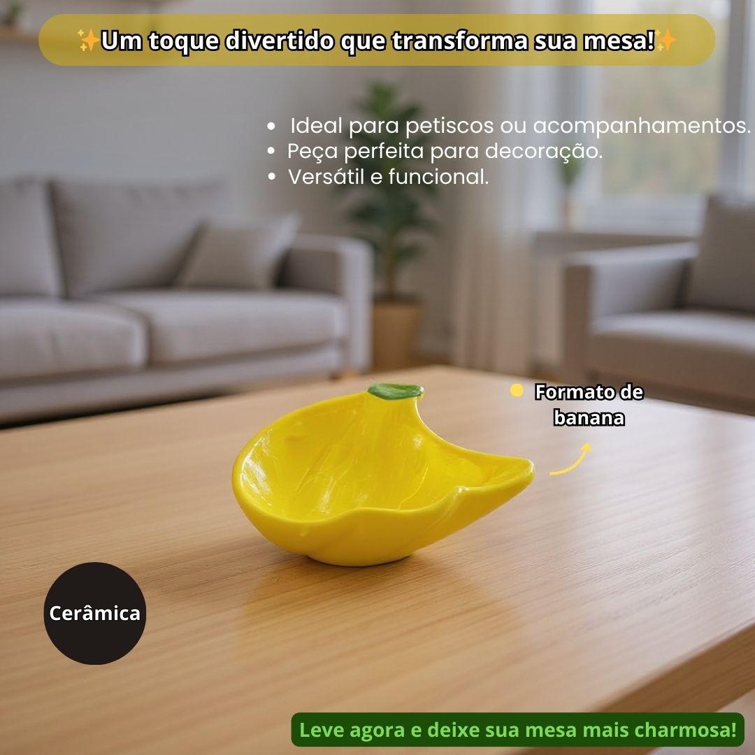 Bowl De Cerâmica Formato Banana Criativo Divertido Resistente Bonito Cozinha Lanche Presente Amigos e Família - Imagem 2