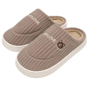 Pantufa Adulto Marrom Masculina Inverno Peluciada Confortavel Antiderrapante Pai Comfort Frio Quarto Chinelo