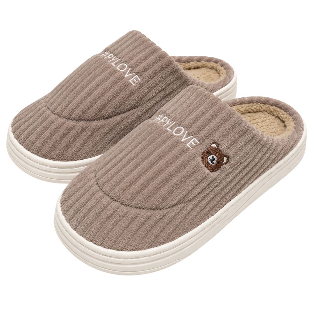 Pantufa Adulto Marrom Masculina Inverno Peluciada Confortavel Antiderrapante Pai Comfort Frio Quarto Chinelo
