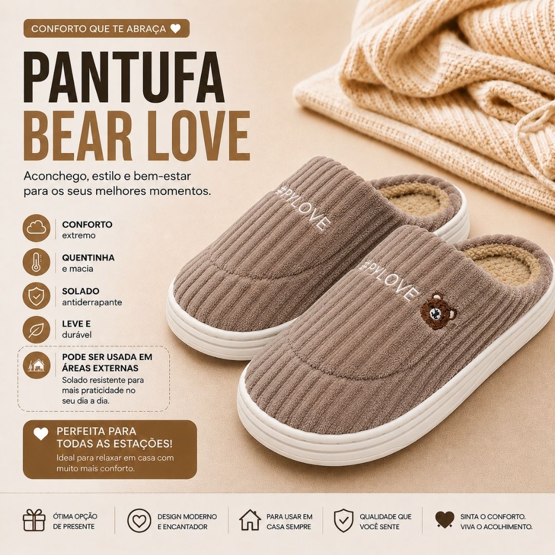 Pantufa Adulto Marrom Masculina Inverno Peluciada Confortavel Antiderrapante Pai Comfort Frio Quarto Chinelo - Imagem 2