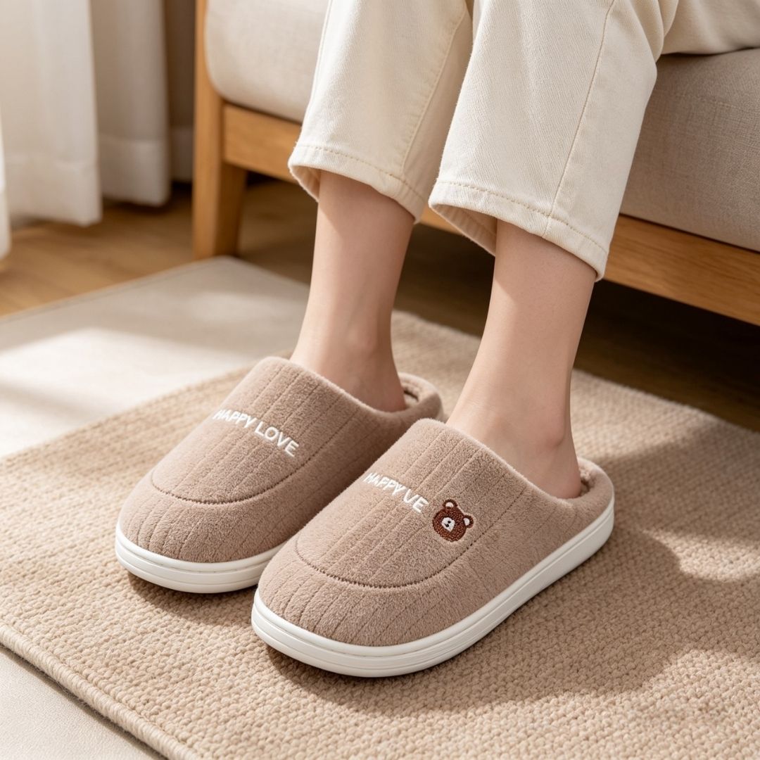 Pantufa Adulto Marrom Masculina Inverno Peluciada Confortavel Antiderrapante Pai Comfort Frio Quarto Chinelo - Imagem 3