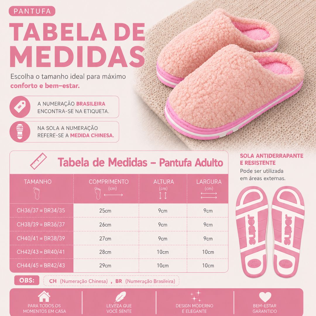 Pantufa Fashion Colorida Peluciada Confortavel Antiderrapante Unissex Feminina Adulto Rosa Frio Inverno - Imagem 5