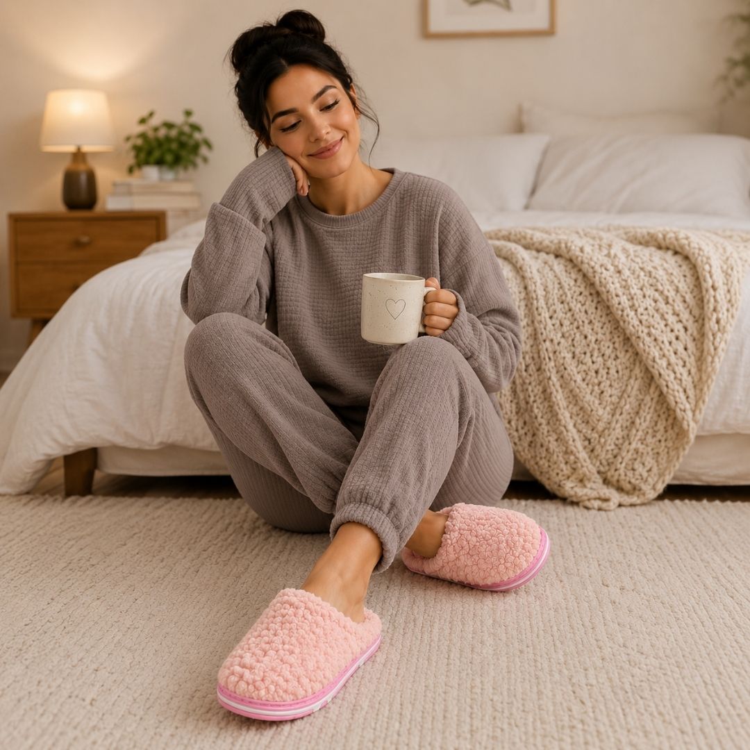 Pantufa Fashion Colorida Peluciada Confortavel Antiderrapante Unissex Feminina Adulto Rosa Frio Inverno - Imagem 4