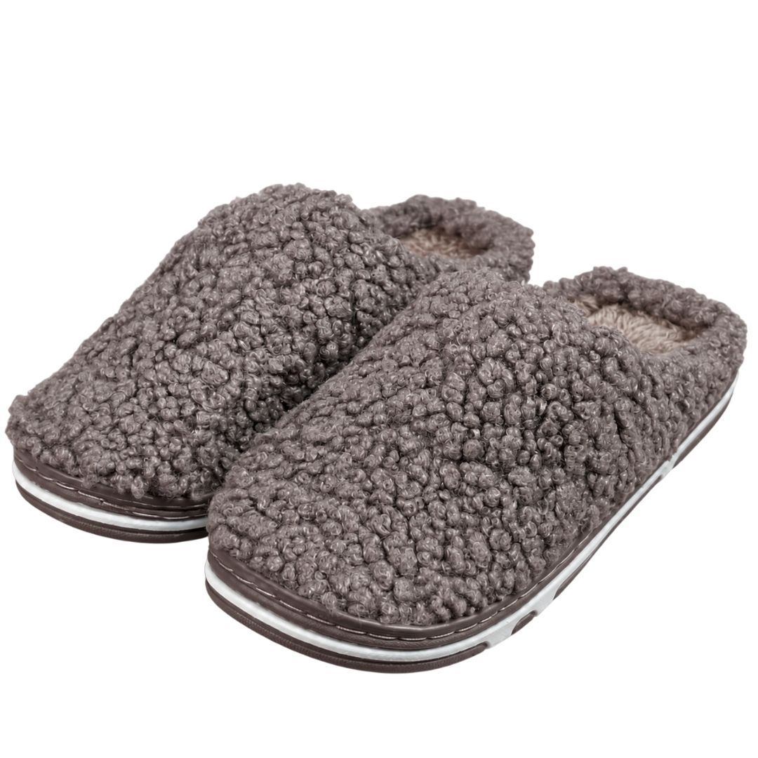 Pantufa Adulto Marrom Unissex Inverno Fashion Peluciada Confortavel Antiderrapante Pai Mãe Comfort Frio Quarto Chinelo P