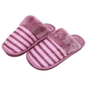 Pantufa Feminina Lilás Listrada Adulto Quarto Chinelo Frio Inverno Antiderrapante Comfort Mãe