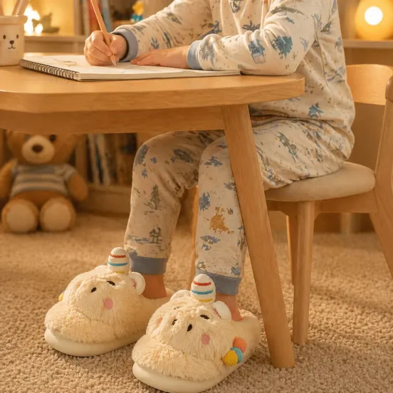 Pantufa Infantil Unicórnio Amarelo Inverno Quarto Criança Frio Térmica Antiderrapante Unissex Comfort Peluciado Aconcheg - Imagem 4