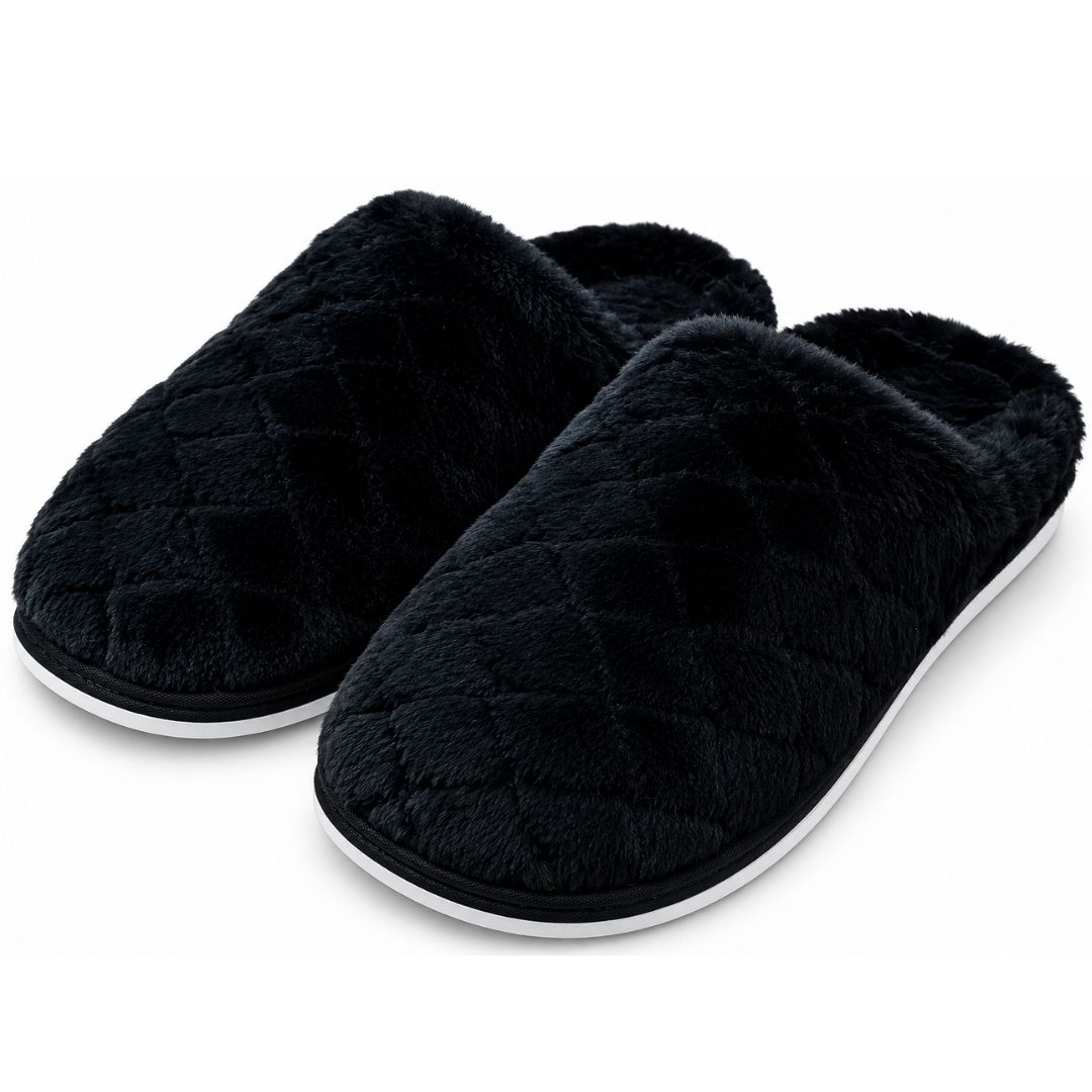Pantufa Masculina Preta Chinelo Quarto Peluciada Frio Antiderrapante Comfort Inverno Adulto Pai