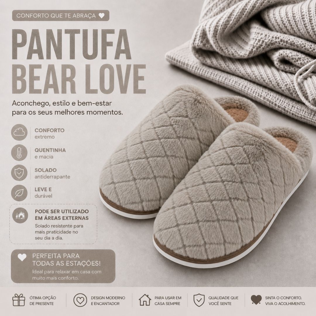 Pantufa Masculina Marrom Inverno Chinelo Quarto Peluciada Anti Derrapante Presente Frio Pai - Imagem 2