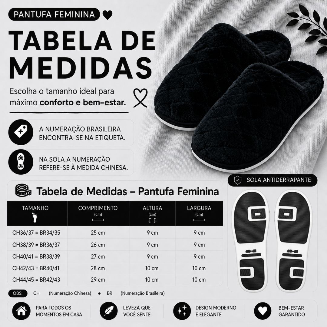Pantufa Masculina Preta Chinelo Quarto Peluciada Frio Antiderrapante Comfort Inverno Adulto Pai - Imagem 5
