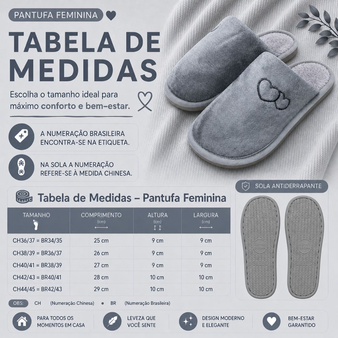 Pantufa Coração Cinza Unissex Chinelo Casa Inverno Anti Derrapante Peluciada Confortavel Quarto Frio - Imagem 5