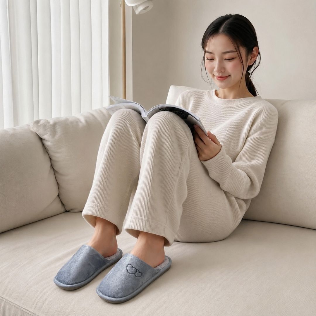 Pantufa Coração Cinza Unissex Chinelo Casa Inverno Anti Derrapante Peluciada Confortavel Quarto Frio - Imagem 4