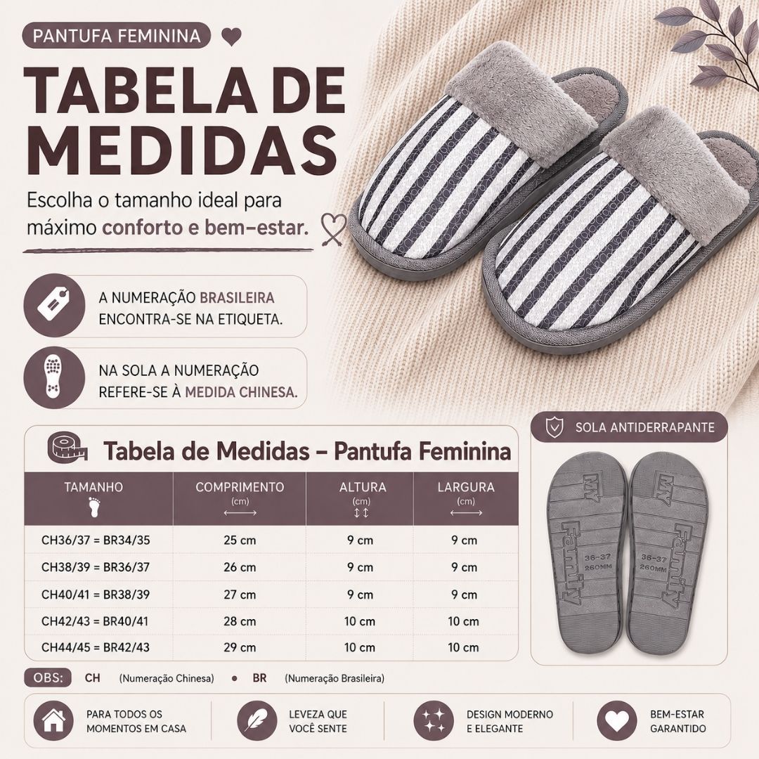 Pantufa Unissex Cinza Listrada Adulto Quarto Chinelo Frio Inverno Antiderrapante Comfort Pai - Imagem 5