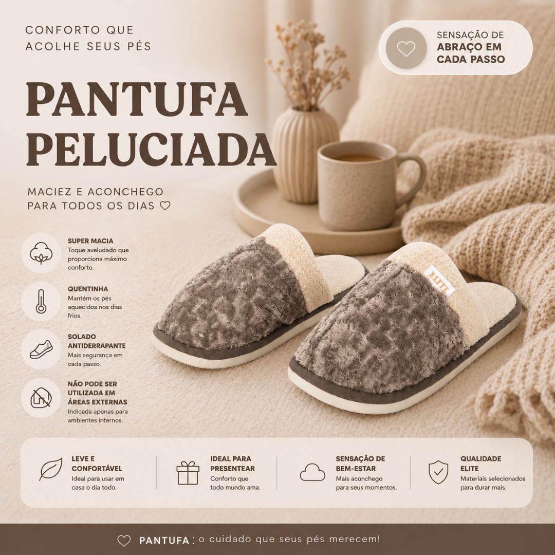 Pantufa Peluciada Marrom Adulto Masculino Feminino Unissex Pelucia Antiderrapante Pai Mãe Quarto Chinelo Inverno Fleece - Imagem 2