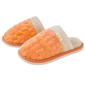 Pantufa Laranja Peluciada Comfort Inverno Chinelo Quente Frio Pai Mãe Adulto Unissex Fleece Antiderrapante Comfortável