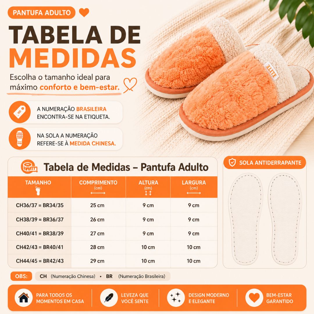 Pantufa Laranja Peluciada Comfort Inverno Chinelo Quente Frio Pai Mãe Adulto Unissex Fleece Antiderrapante Comfortável - Imagem 5