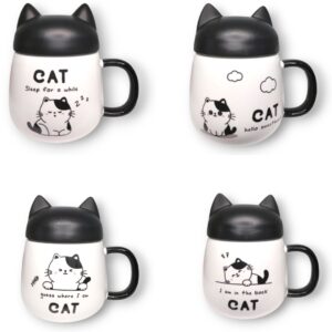 Caneca de Cerâmica com Tampa Gatinho Frases 530ML Café Chá Leite Presente Amiga Mãe Personalizada