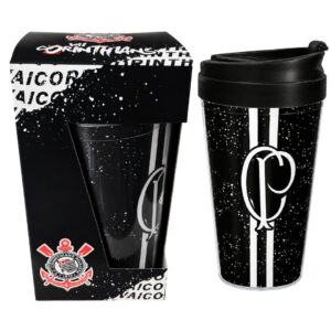 Copo Viagem Corinthians Com Tampa 550ml Café Bebidas Presente Torcedor Timão Futebol Pai Amigo
