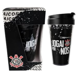 Copo Viagem Corinthians Com Tampa Jogai Por Nós 550ml Café Bebidas Presente Torcedor Timão Futebol Pai Amigo