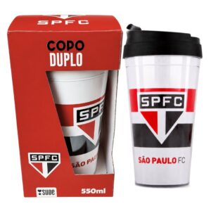 Copo Viagem São Paulo Listras Com Tampa 550ml Café Bebidas Presente Torcedor Tricolor Futebol Pai Amigo