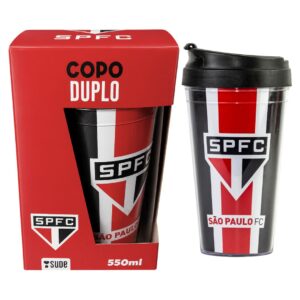 Copo Viagem São Paulo Listras Com Tampa 550ml Café Bebidas Presente Torcedor Tricolor Futebol Pai Amigo