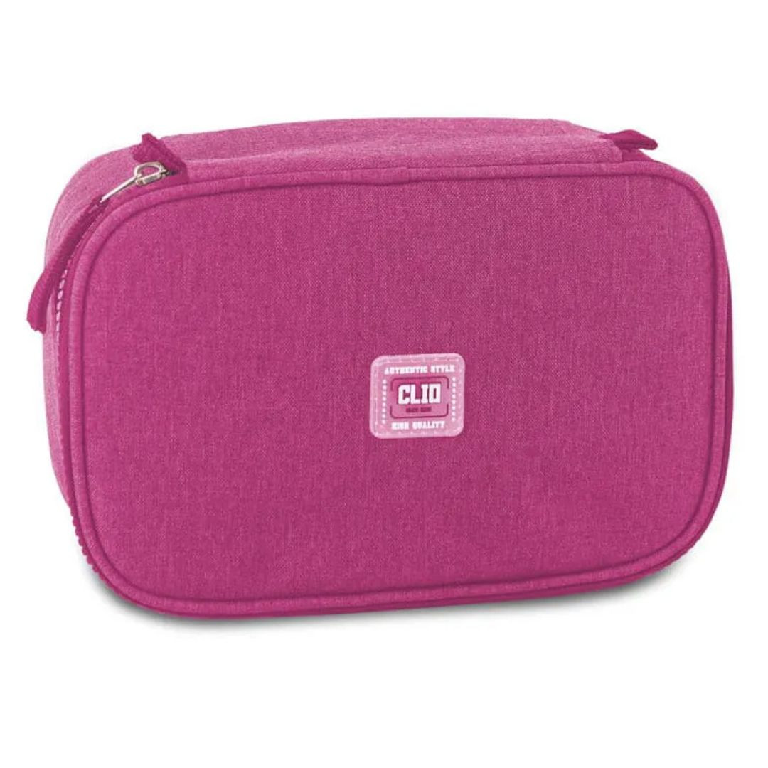 Estojo Box Preto Cinza Rosa Roxo Clio Escolar Volta Aulas Estudo Juvenil 100 Pens Organizador - Imagem 4