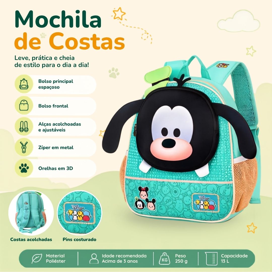 Mochila de Costas Pateta Tsum Tsum Infantil Disney Menino Escolar Volta as Aulas Viagem Passeio Clio - Imagem 2