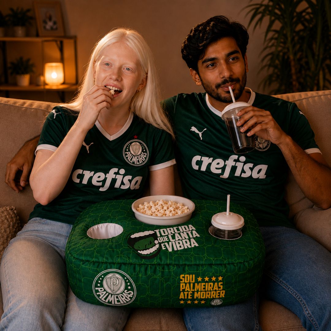 Kit Cinema Palmeiras Estampa Pattern Almofada Balde Pipoca Copos Filme Série Verdão Porco Futebol Presente Pai Amigos - Imagem 3