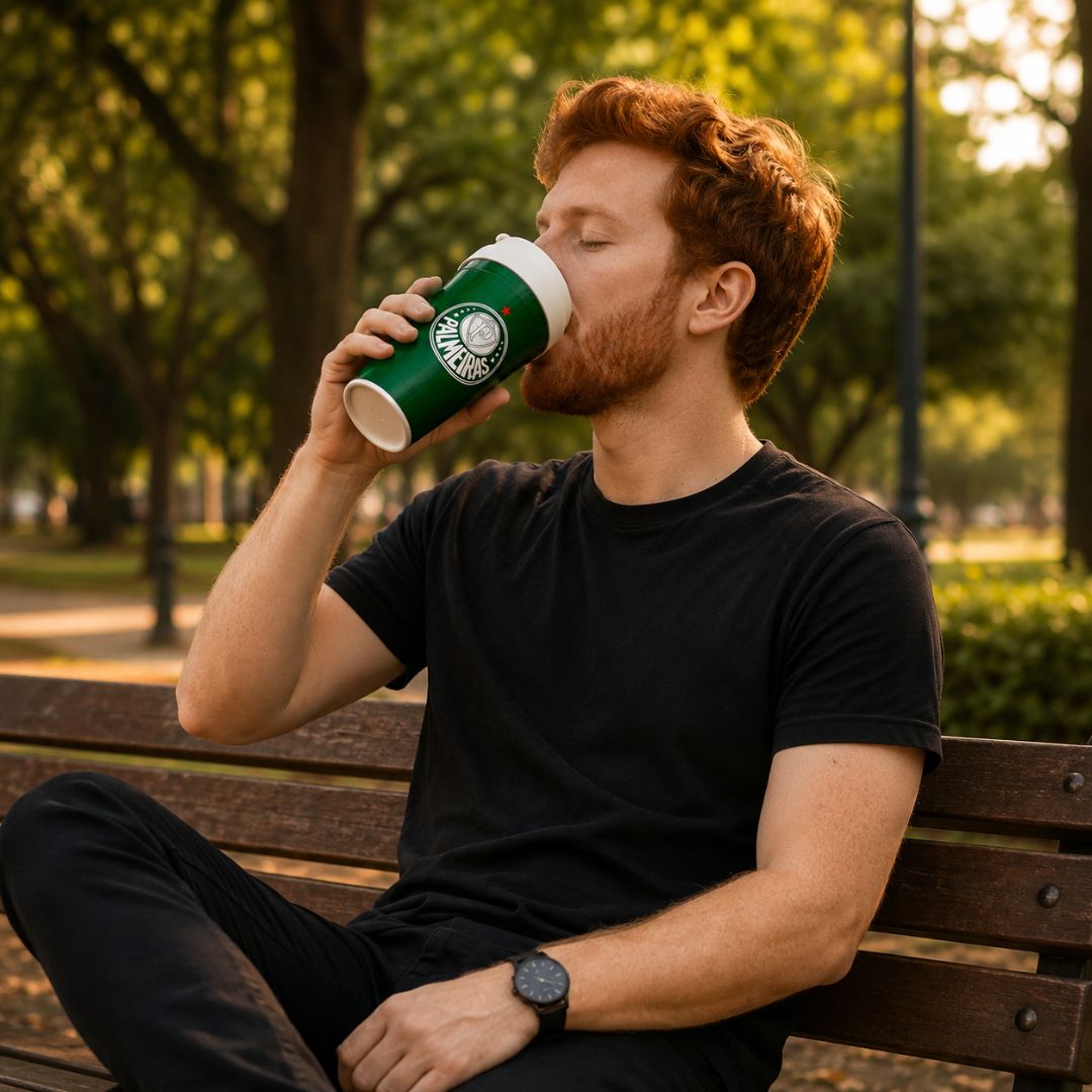 Copo Viagem Palmeiras Com Tampa 550ml Café Bebidas Presente Torcedor Porco Time Verdão Futebol Pai Amigo - Imagem 3