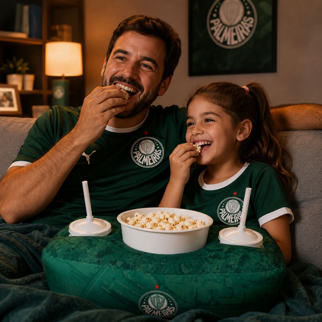 Kit Cinema Palmeiras Avanti Palestra Almofada Balde Pipoca Copos Filme Série Porco Futebol Presente Pai Amigos - Imagem 3