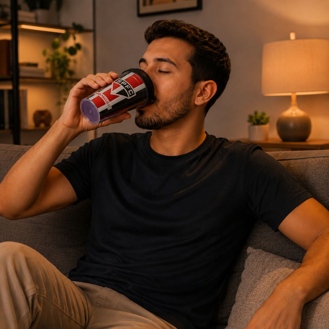Copo Viagem São Paulo Listras Com Tampa 550ml Café Bebidas Presente Torcedor Tricolor Futebol Pai Amigo - Imagem 3