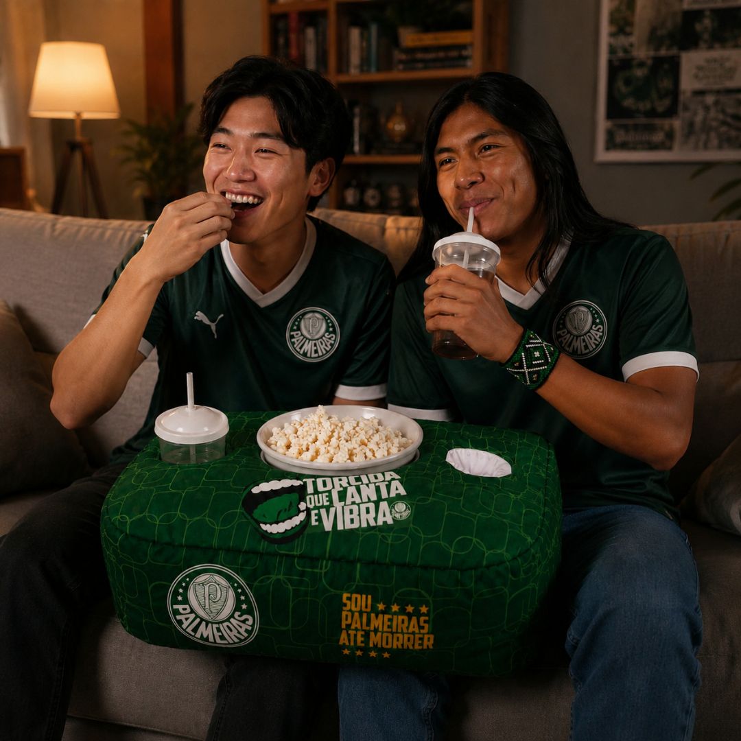 Kit Cinema Palmeiras Estampa Pattern Almofada Balde Pipoca Copos Filme Série Verdão Porco Futebol Presente Pai Amigos - Imagem 4