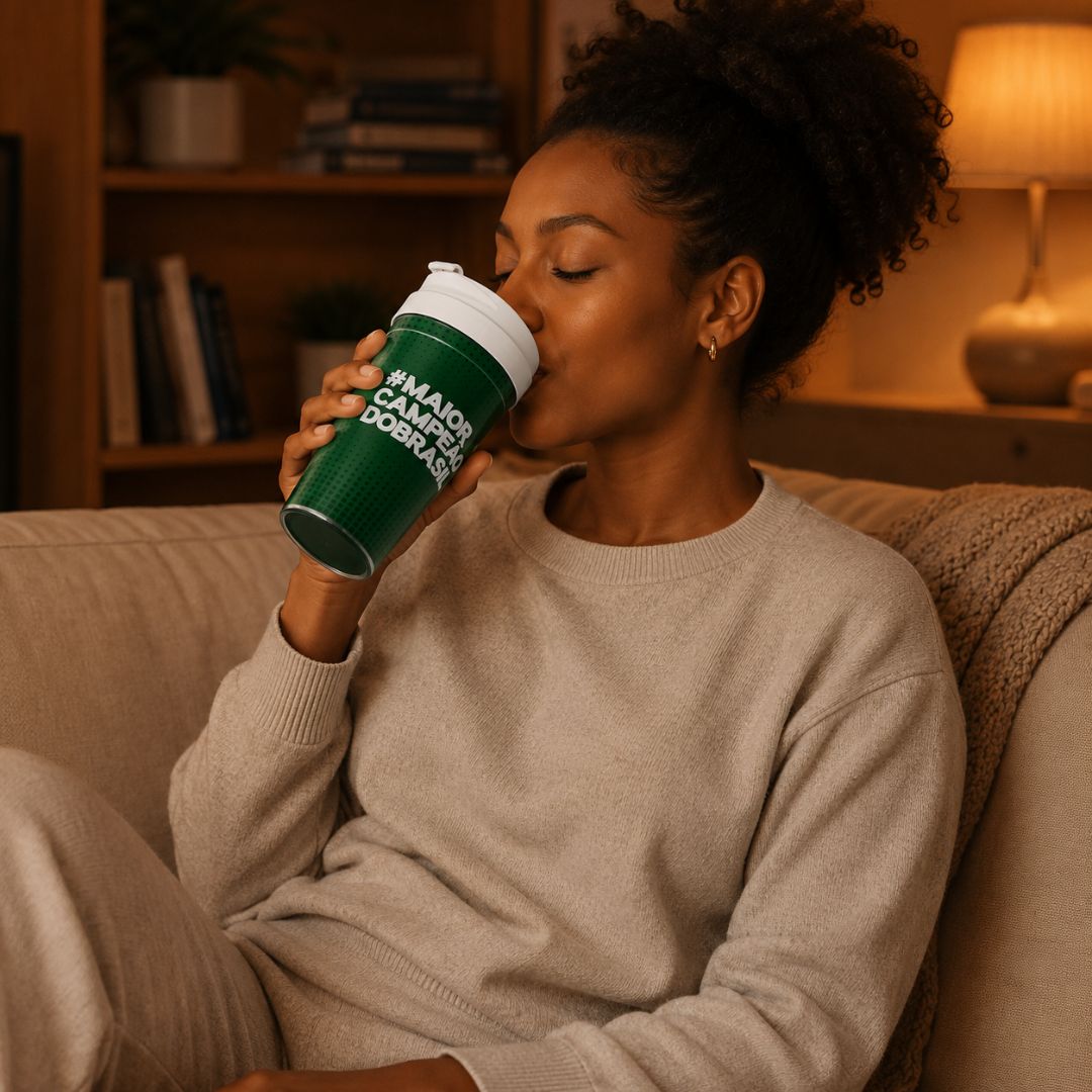 Copo Viagem Palmeiras Com Tampa 550ml Café Bebidas Presente Torcedor Porco Time Verdão Futebol Pai Amigo - Imagem 4